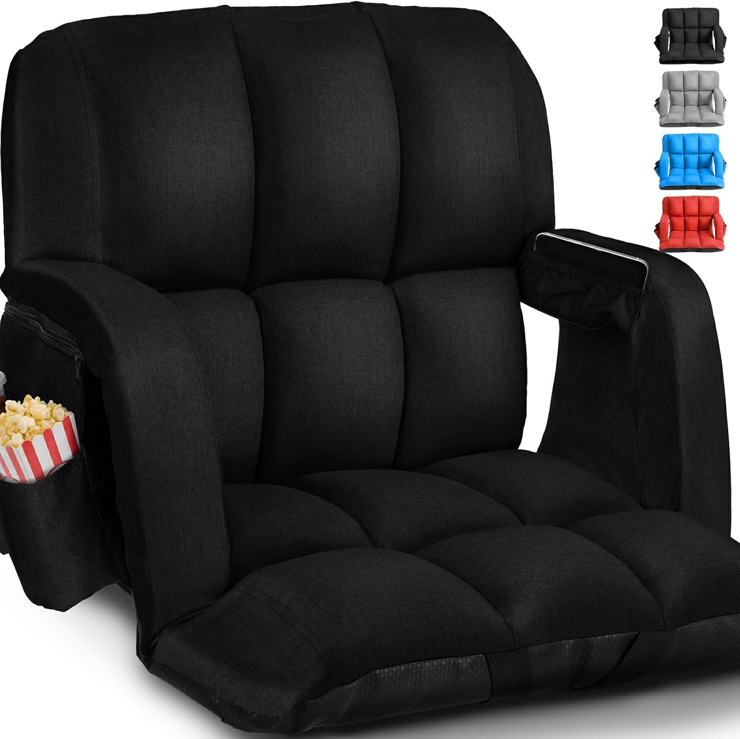 Ergonomic YEYEEYYEE Stadium Sofa in black with 12-grid back support and thick cushioning